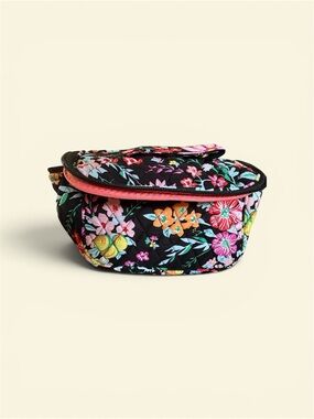 Vera Bradley Black Floral Quilted Cosmetic Belt Bag with Bright Blooms